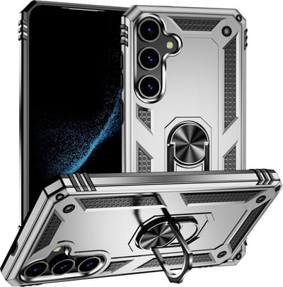 Coverup Hoesje - Geschikt voor Samsung Galaxy S24 Hoesje - Coverup Ring Kickstand Back Cover - Grijs