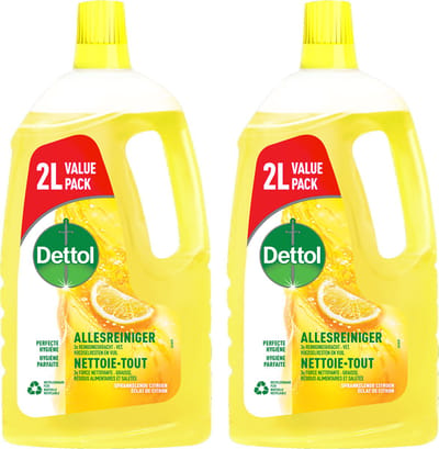 Dettol Allesreiniger - Sprankelende Citroen 2L - 2 Stuks - Voordeelverpakking