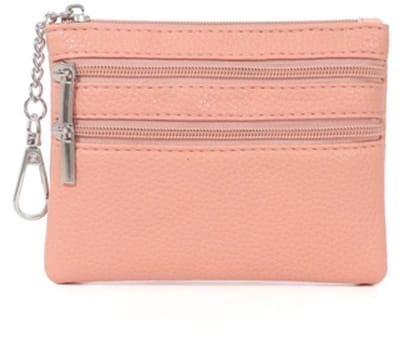 Jumalu Mini Muntportemonnee met Sleutelhanger – Kunstleren Portemonnee met 3 Ritsvakken – Compacte Sleutel Portemonnee voor Munten, Pasjes & Sleutels – Zalm