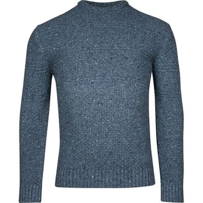 Baileys Trui Crew Neck Allover Structure Knit Mid Denim Blue / male