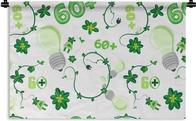 Wandkleed - Wanddoek - Lampen - Planten - Patronen - 90x60 cm - Wandtapijt