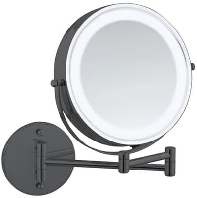 LED Wandspiegel met Verlichting - Make-up Spiegel met 5-voudige Vergroting, Geen Boren Nodig, Diameter 17.5 cm