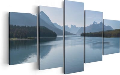 Artaza Canvas Schilderij Vijfluik Meer Bij De Bergen In Alberta, Canada - 100x50 - Foto Op Canvas - Canvas Print