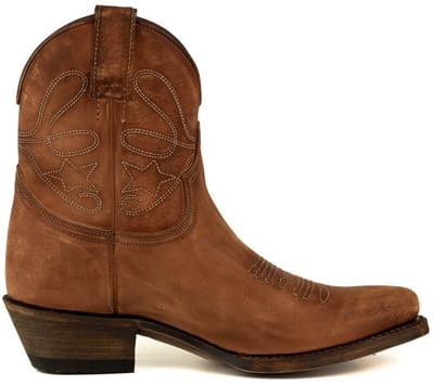 Mayura Boots 2374 Cognac/Lavado Vintage Dames Cowboy fashion Enkellaars Spitse Neus Western Hak Echt Leer Maat EU 37
