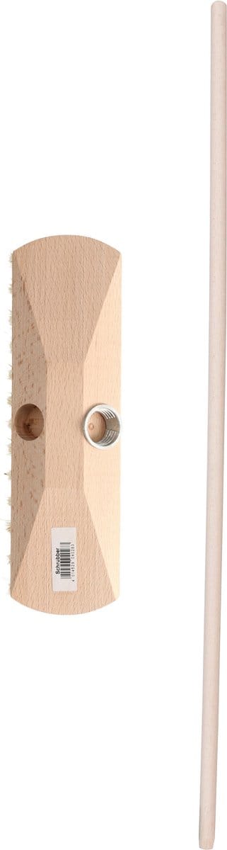 Brumag Luiwagen/schrobber 23 cm - met houten steel 120 cm - schrobborstel - schoonmaakborstel - schoonmaken van harde ondergrond