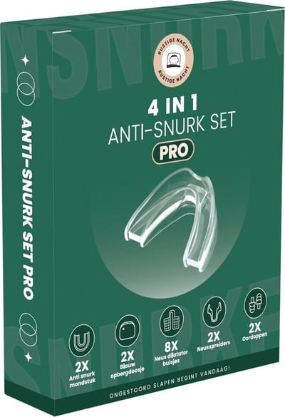Rustige Nacht® Snurkbeugel Anti Snurk Set PRO 4-in-1 - Neus- en Mondsnurkers - Neusspreiders - Anti Snore Mouthpiece