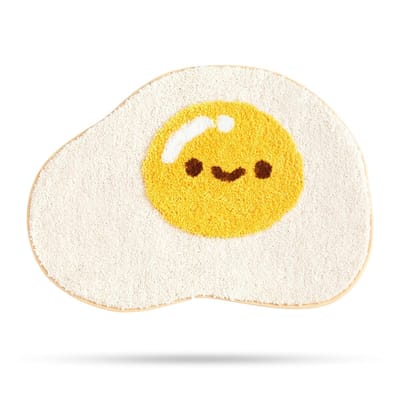 Badmat voor eieren, 50,8 x 78,7 cm, antislip, schattig, zachte douchemat, waterabsorberend, dik, ruig, machinewasbaar, ei