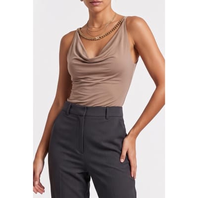 GUESS Alva Chain Sl Top Natural Almond Maat: XXS | Blouses Outlet | Dames | Beige