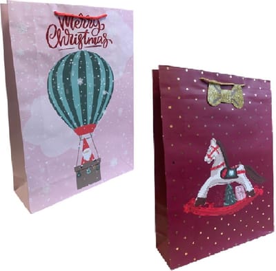 4 Luxe Winter / Kerst Cadeautasjes A3 formaat 33x44cm - Kerst Papieren cadeautasjes met Full-color bedrukking