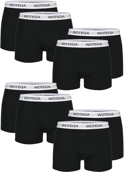 WOTEGA Heren Boxershort Joe – Slim Fit – Katoen Stretch – Zwart – 8-pack