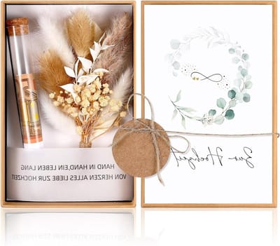 Trouwen Geld Cadeau Doos met Drogen Bloemen, Jute Touw, Testbuis en Kraft Papier Hanger voor Bruidspaar en Geldgeschenken