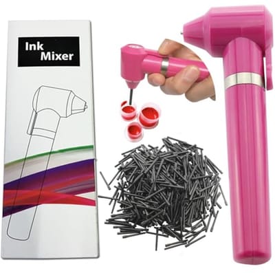 Pigmentmixer voor tattoo-inkt met 100 wegwerp mixersticks - Roze