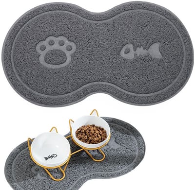 Mersjo - Antislip Mat Voor Dierenschalen - Grijs - Waterdicht - Antislip