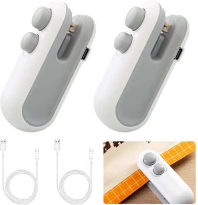 Mini folielasapparaat: oplaadbaar 2-in-1 snackzaksluiter, mini bag sealer met cutter sealer hand sluitapparaat voor plastic zakken zakjes spaanzakken