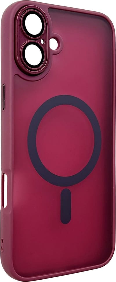 Casemania Hoesje Geschikt voor Apple iPhone 16 - Bordeaux - Matte Armor Back Cover met Camera Bescherming - Geschikt voor MagSafe