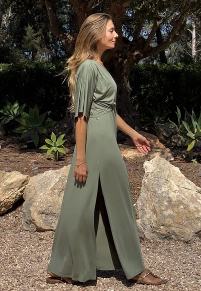 Chic by Lirette - Kimono jurk Lotus Natural - Zeegroen - M