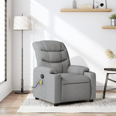 vidaXL - Massagestoel - met - lichtgrijze - stof