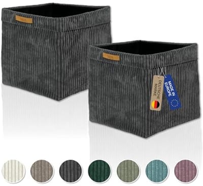 Opbergbox Set - Opbergmanden - Kallax Opbergen - Verwijderbare Hoes - 33 x 33 cm - Donkergrijs