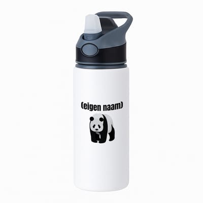 Hacebo® - panda met eigen naam waterfles met rietje zwart - Panda - panda liefhebbers - iemand die houdt van panda's - verjaardag - cadeau - kado - water fles - 650ML
