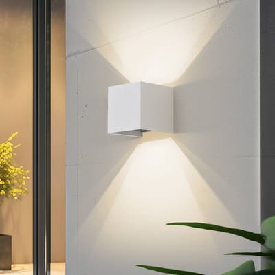 Lindby Smart LED buiten wandlamp Dara, 10 cm, wit, CCT Tuya