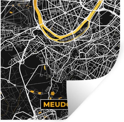 Muurstickers - Sticker Folie - Kaart – Stadskaart – Meudon - Plattegrond – Frankrijk - 100x100 cm - Plakfolie - Muurstickers Kinderkamer - Zelfklevend Behang XXL - Zelfklevend behangpapier - Stickerfolie