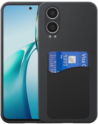 Geschikt voor OnePlus Nord CE 4 Lite Telefoonhoesje met Siliconen Pasjeshouder - Flexible Back Cover Case Siliconen TPU with Silicone Cardslot - Zwart - Smartphonica geschikt voor OnePlus Nord CE 4 Lite
