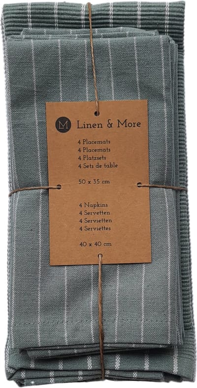 Pinstripe Ribbed Keukenset groen blauw 35x50/40x40cm (set of 8)