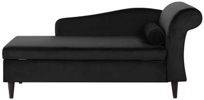 BELIANI LUIRO - Chaise longue - Zwart - Rechterzijde - Fluweel