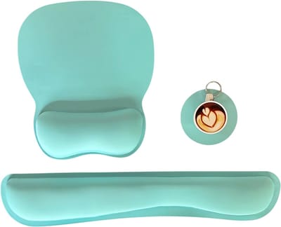 Ergonomische Toetsenbord- en Muismat Set met Polssteun (3-delig) – Ergonomische polssteun set met antislip rubber basis en memory foam, comfort voor toetsenbord en muis, thuis en op kantoor - Blauw