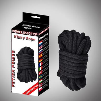 Power Escorts - Fetish Power - Kinky Rope - 5 Meter Touw - Bondage touw - BDSM Touw - BR96 - Zwart - gave Cadeaubox