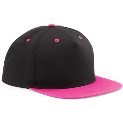 Beechfield Unisex 5 Paneel Contrast Snapback Cap (Zwart / Fuchsia)