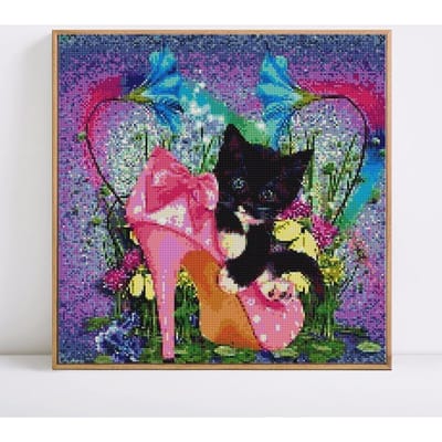Peinture diamant d'animaux naturels, broderie avec pierres rondes, chat, loisirs créatifs, photos 30x30