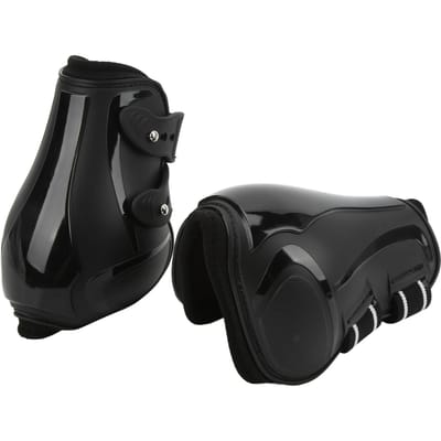 Ensemble de Guêtres Tendon Cheval Souples Antidérapantes Réglables Coque PU Guêtres de Protection Tendeur pour Chevaux Noir Patrons Postérieurs M Medium 31.5x15.75in black