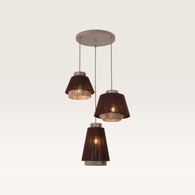 Lusenz - Hanglamp eettafel - 3 lichts gevlochten katoenen lampenkappen - Design hanglamp - E27 Fitting - Dimbaar - Voor Eetkamer, gang, woonkamer, slaapkamer - Hoogte verstelbaar - Klassiek - Zwarte hanglamp