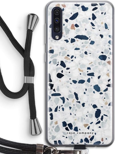 Case Company® - Hoesje met koord geschikt voor Samsung Galaxy A50 hoesje met Koord - Terrazzo N°1 - Telefoonhoesje met Zwart Koord - Bescherming aan alle Kanten en Over de Schermrand