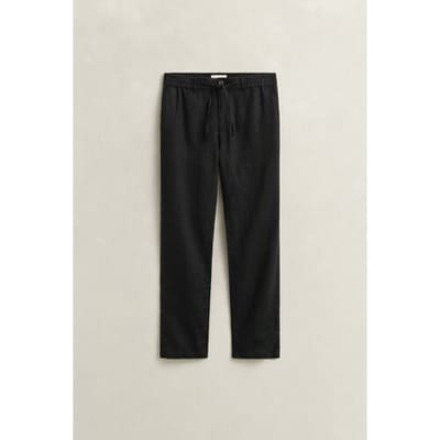 Gant Broek Solid Color Linnen Drawstring Zwart / male