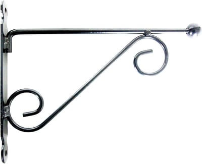Esschert Design Muurhaak dubbele sierkrul - H23 x B3 x L28 cm - metaal - Sierlijke tuinhaak voor planten en hangmanden