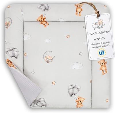 Wickelmatje baby - Verschoningsmatje commode - Baby verschonen - Zacht katoen - 75x72 cm - Teddyberen