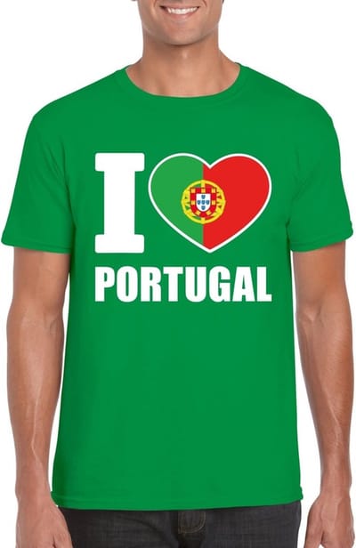 I love Portugal supporters t-shirt - groen - voor heren - korte mouwen - kleding S