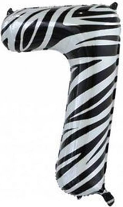 Folieballon Cijfer 7 Zebraprint 86 cm