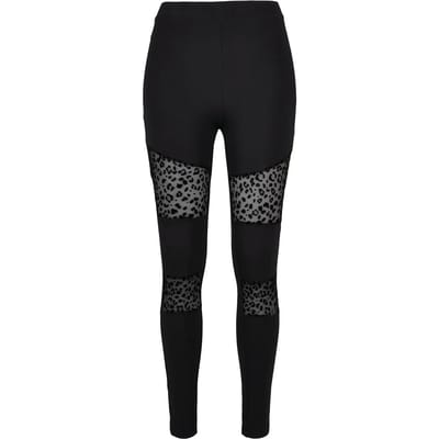 Urban Classics - Flock Lace Inset Legging - M - Zwart