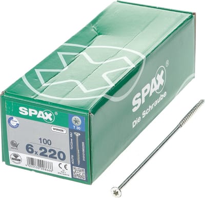 Spax Spaanplaatschroef platverzonken kop verzinkt T-Star T30 deeldraad 6.0 x 220mm