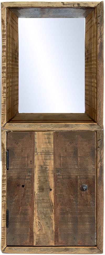 by Mooss - Sleutelkast - Spiegel - Landelijk - Hout - Oud - Stoer - Robuust - Uniek - Opberger - 10.00 x 30.00 x 75.00 cm - Functioneel