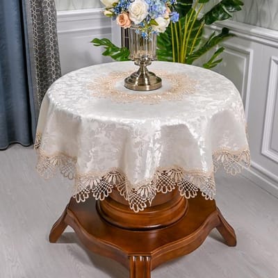 Ronde tafelkleed Kunst Huishouden Kant Tafelkleed Tafel Eettafelhoes Europa Geborduurde Bloem Stoffen Tafelmat Stofhoes Diameter 120cm