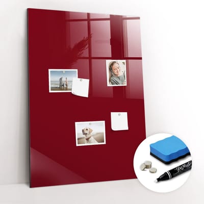 Tulup Whitebord - Bourgondische kleur Magneetbord - 70 cm x 100 cm - Magnetisch Memobord - Decoratief Magnetisch Bord - Magneetbord Keuken - Ideeënbord Thuiswerkplek - Inclusief Gratis Magneten & Marker & Spons - Magneetbord Design - Magneetbord Muur