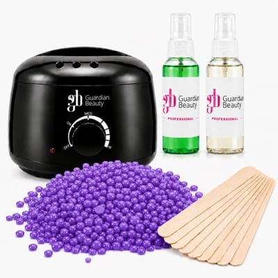 Guardian Beauty Wax Warmer Set - Ontharing - Zwart - 500g Lavendel Harde Wasbonen - 60ml Pre en Na Wax Spray + 20 stuks Spatels