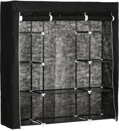 Kledingkast - Kledingkasten Slaapkamer - Garderobekast - 150 x 43 x 162,5 cm - Opvouwbaar - Stof met Metaal - Zwart
