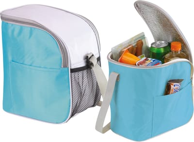 Kleine koeltas/Lunch tas model Glaciaal - 2x - 23 x 16 x 26 cm - 1 vaks - ijsblauw/grijs - 9 Liter