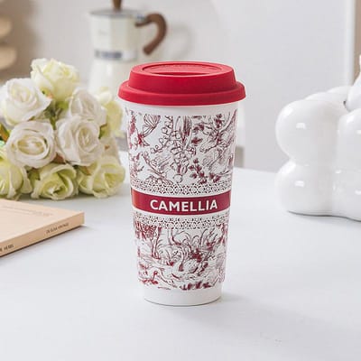 Nationale Trend Stijl Keramische Mok Handige Beker met Deksel Waterbeker Huis Creatief Kantoor Koffiekop Grote Capaciteit 401-500ml