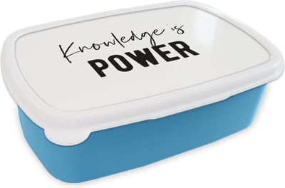 Broodtrommel Blauw - Lunchbox - Brooddoos - Quotes - Kennis - Leren - Studenten - Studeren - 18x12x6 cm - Kinderen - Jongen